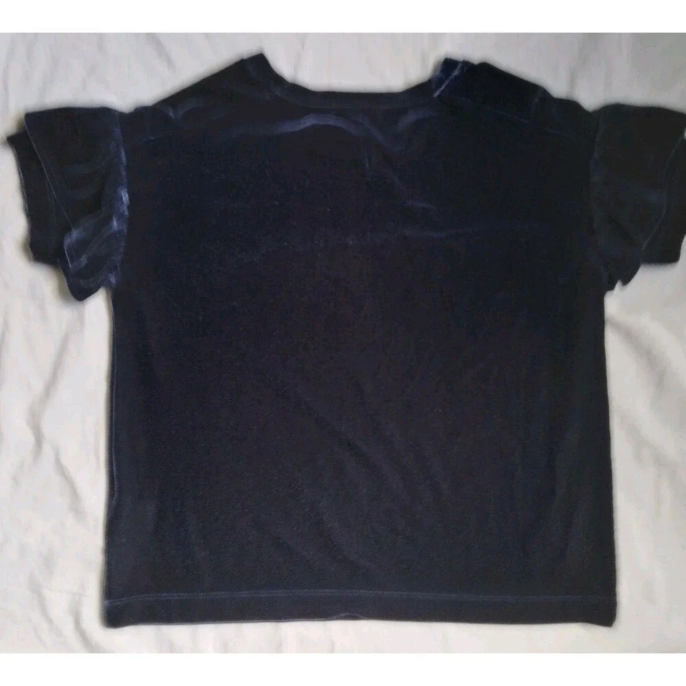 Madewell Blue Velvet Top Blouse Flutter Sleeve Fairy Goth Whimsy Women's Size XS - Picture 5 of 6
